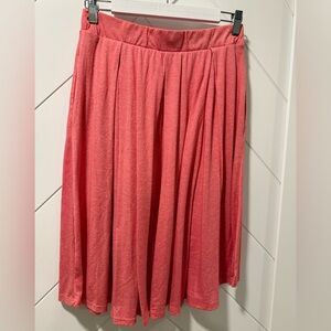 LuLaRoe Madison Pink Midi Skirt with Pleats
